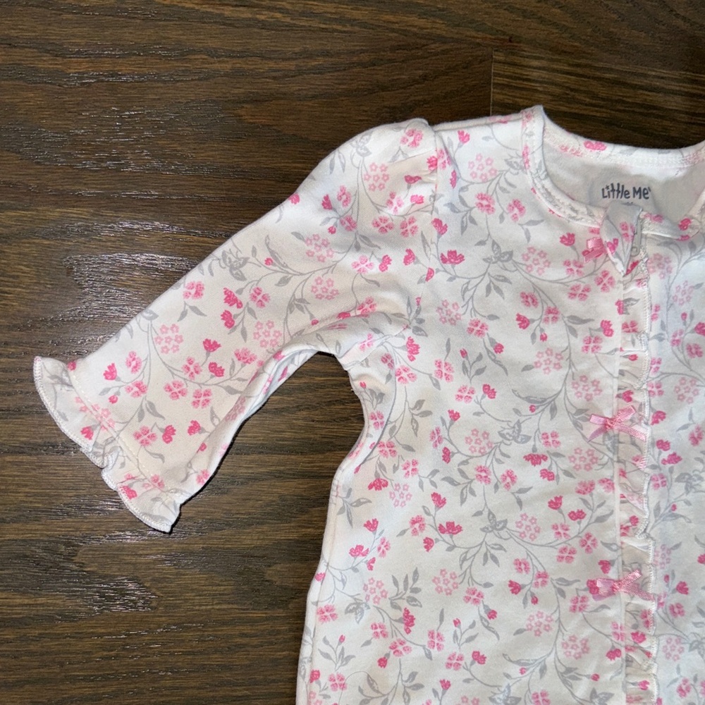 Little Me Floral Ruffle Cotton Footie | 3 Months